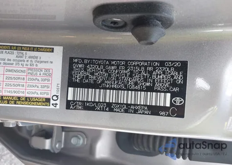 2020 Toyota C-Hr Limited z USA, uszkodzony, nr VIN JTNKHMBX5L1084815